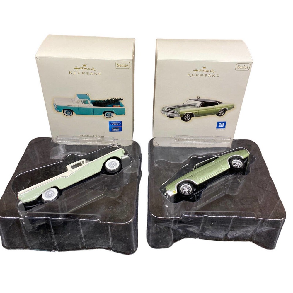 Hallmark Keepsake Series 1970 Chevrolet & 1960 Ford F-10 Christmas Tree Ornament